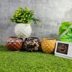 Multicolor Diamond Cut Ball Shape Ceramic Pots - KC3007