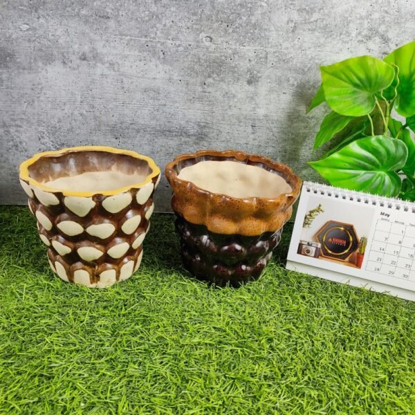 Bucket Shape Khurja Pottery Indoor Ceramic Pots - KC3112