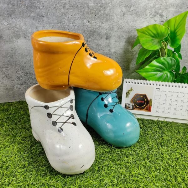 Shoes Shape Khurja Pottery Ceramic Planters - KC3120