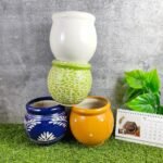 Multicolor Matki Shape Khurja Pottery Ceramic Pots - KC3132