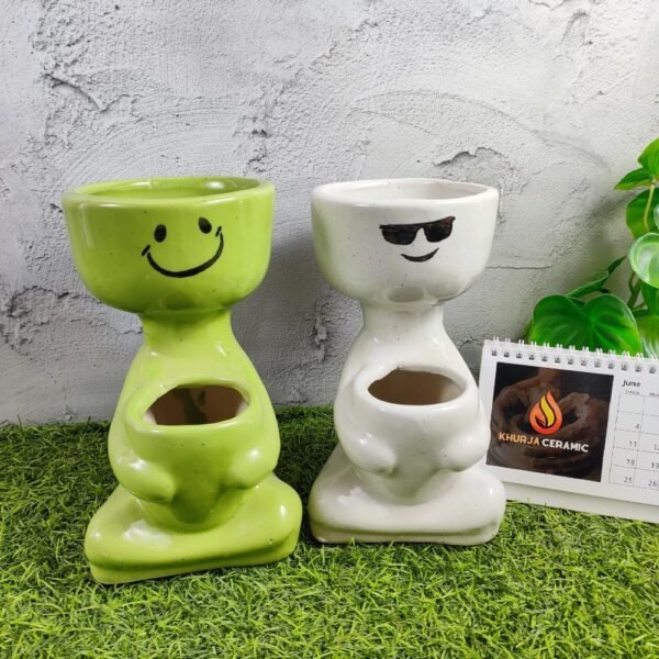 Yoga Gesture Khurja Pottery Ceramic Planter Pots - KC3218