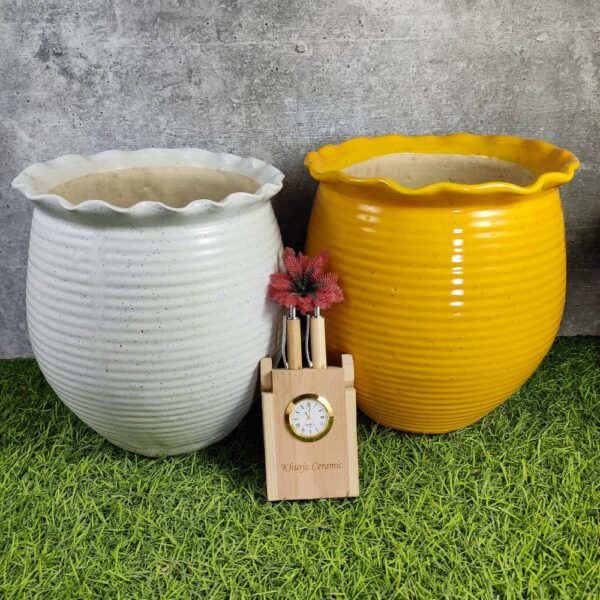 Khurja Pottery Garden Round Outdoor Ceramic Pots - KC3435