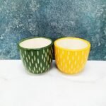 Cut Design Round Khurja Ceramic Planter Pots - KC8121