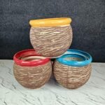 DPAARA Khurja Ceramic Rustic Design 3pc Ganda Set - Image 2