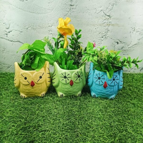 DPAARA Cute Small Owl Shape Ceramic Plant Pot - SK3531