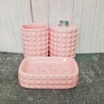 Brick Pattern Khurja Pottery Ceramic Bathroom Set-DP5030