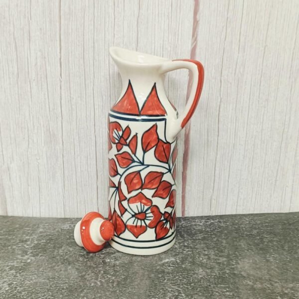 Handpainted Khurja Pottery Ceramic Oil Container Bottle-DP5059