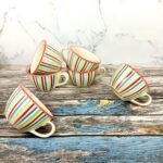 Multicolor Striped Ceramic Drinkware Cups-CC1059