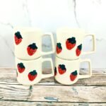 Sweet Strawberry Handpainted Ceramic Cups-CC1066