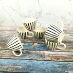 Black Striped Glossy Ceramic Coffee Cup-CC1071