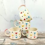 Handpainted Multicolor Heart Design Ceramic Cups -CC1079