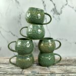 Glossy Green Khurja Pottery Ceramic Cup-CC1094