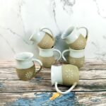 Leaf Design Rustic Double Glaze Ceramic Mugs-CC1104