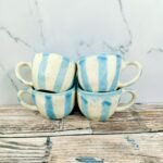Blue Candy Stripped Khurja Ceramic Coffee Mug-CC1110