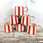 Red Strip Design Khurja Ceramic Tea Coffee Cup-CC1116