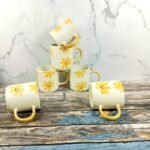 Yellow Handpainted Khurja Ceramic Cup-CC1122