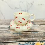 Handmade Bubble Design Ceramic Cup and Saucer-CC1202