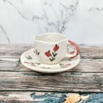Leaf Design Handmade Ceramic Cup Saucer-CC1203