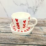 Heart Design Khurja Ceramic Cup With Saucer-CC1208