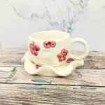 Leaf Design Khurja Ceramic Cup and Saucer-CC1210