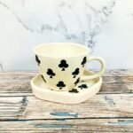 Stoneware Clubs Design Ceramic Cup Saucer-CC1215