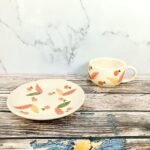 Natural Leaf Design Ceramic Cup With Saucer-CC1216