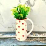 Heart Design Jug Shape Ceramic Flower Vase-CC1529