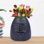 Khurja Pottery Face Ceramic Flower Vases-AJ1013