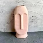 Face Design Khurja Pottery Ceramic Flower Vases-AJ1025