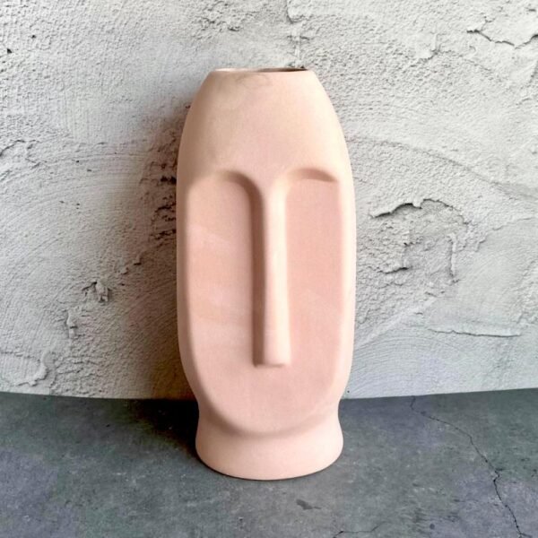 Face Design Khurja Pottery Ceramic Flower Vases-AJ1025