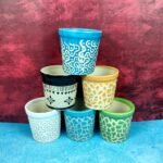 Glass Shape Multicolor Ceramic Planters Pot-SK1046