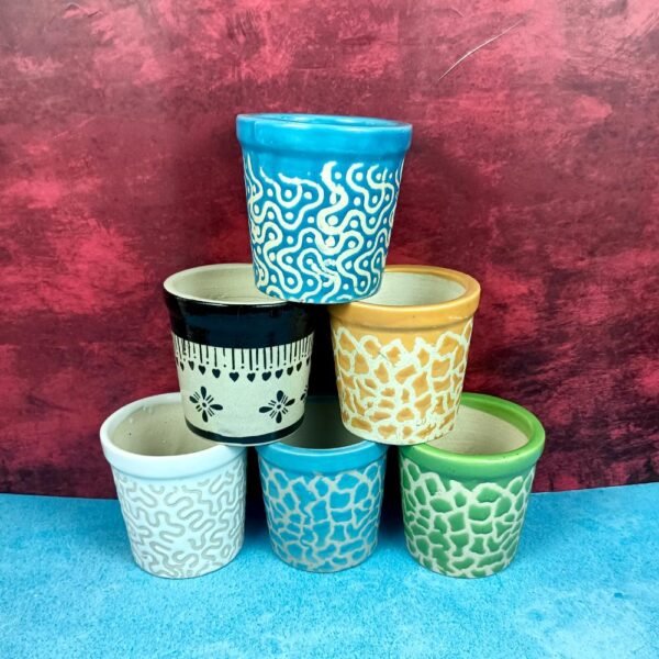Glass Shape Multicolor Ceramic Planters Pot-SK1046