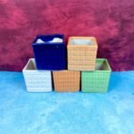 Multicolor Square Shape Ceramic Planters-SK1057