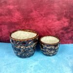 Antique Glaze Ceramic Planters Pot Set of 2pc-SK1065