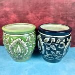 Hanpainted Mughal Design Ceramic Planters-SK1105