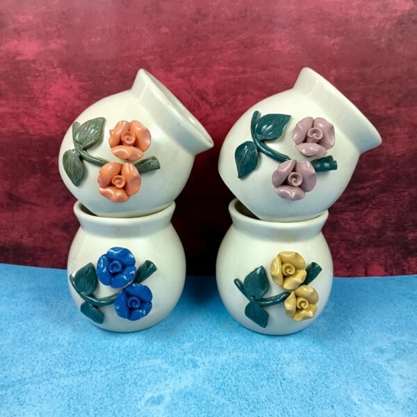 Leaf Design Matki Shape Ceramic Pots-SK1109