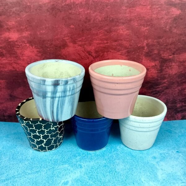Khurja Pottery Glass Shape Ceramic Planters-SK1215