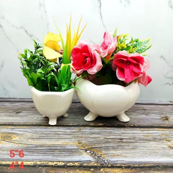 Kamal Shape Ceramic Planters Set of 2-AA7002