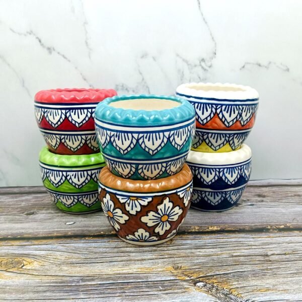 Multicolor Cutting Design Ceramic Planters-AA7027