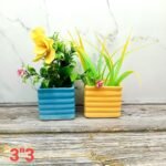 Multicolor Ceramic Square Ceramic Pots-AA7033
