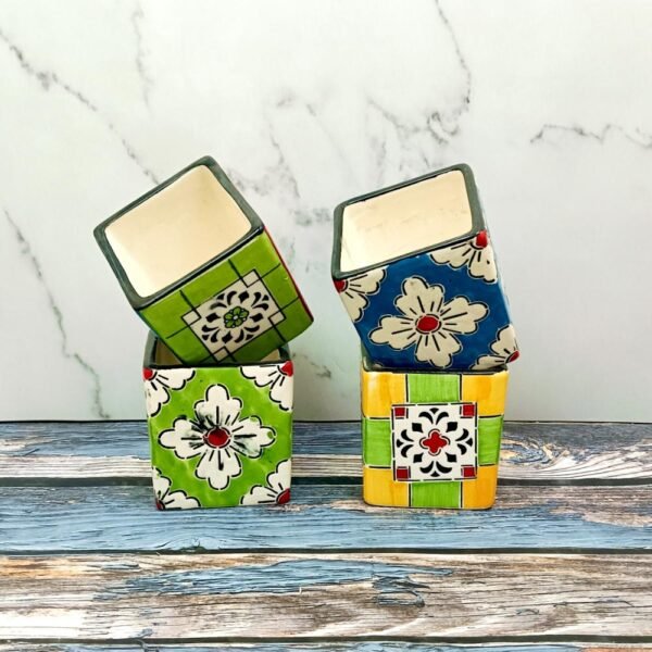Multi Deisgn Ceramic Square Ceramic Planters-AA7035