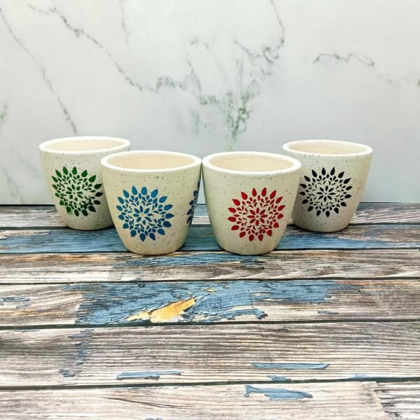 Leaf Design Glass Shape Ceramic Planters-AA7036