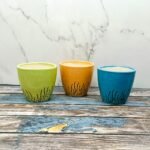 Leaf Design Glass Shape Ceramic Planters-AA7045