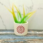 Leaf Design Pipe Shape Ceramic Planters - Image 2