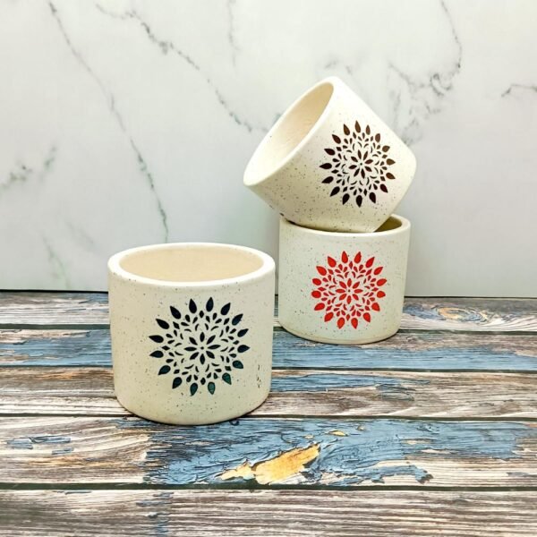 Leaf Design Pipe Shape Ceramic Planters-AA7048