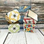 Multicolor Square Shape Ceramic Planters-AA7062
