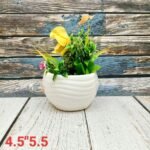 Line Design White Ceramic Planters Pot-AA7144