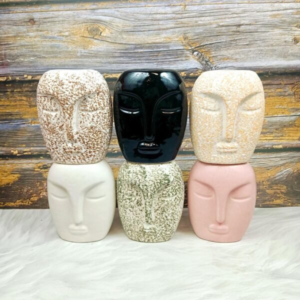 Multicolor Face Design Ceramic Flower Vase-MD1511
