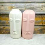 Dotted Face Shape Ceramic Flower Vases-MD1514