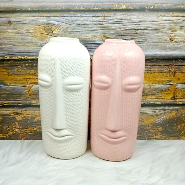 Dotted Face Shape Ceramic Flower Vases-MD1514